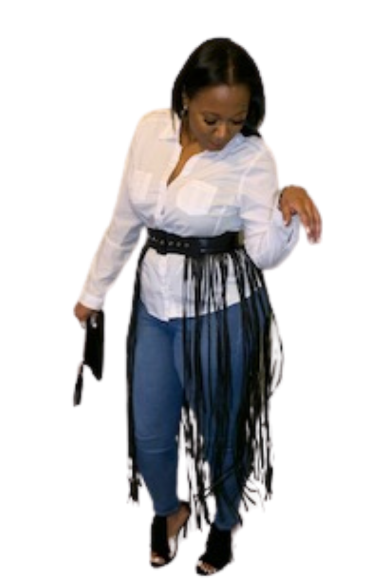 Black Fringe Belt Skirt