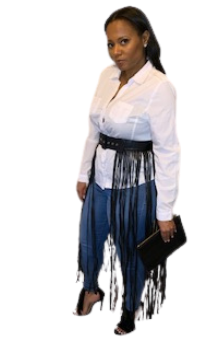 Black Fringe Belt Skirt