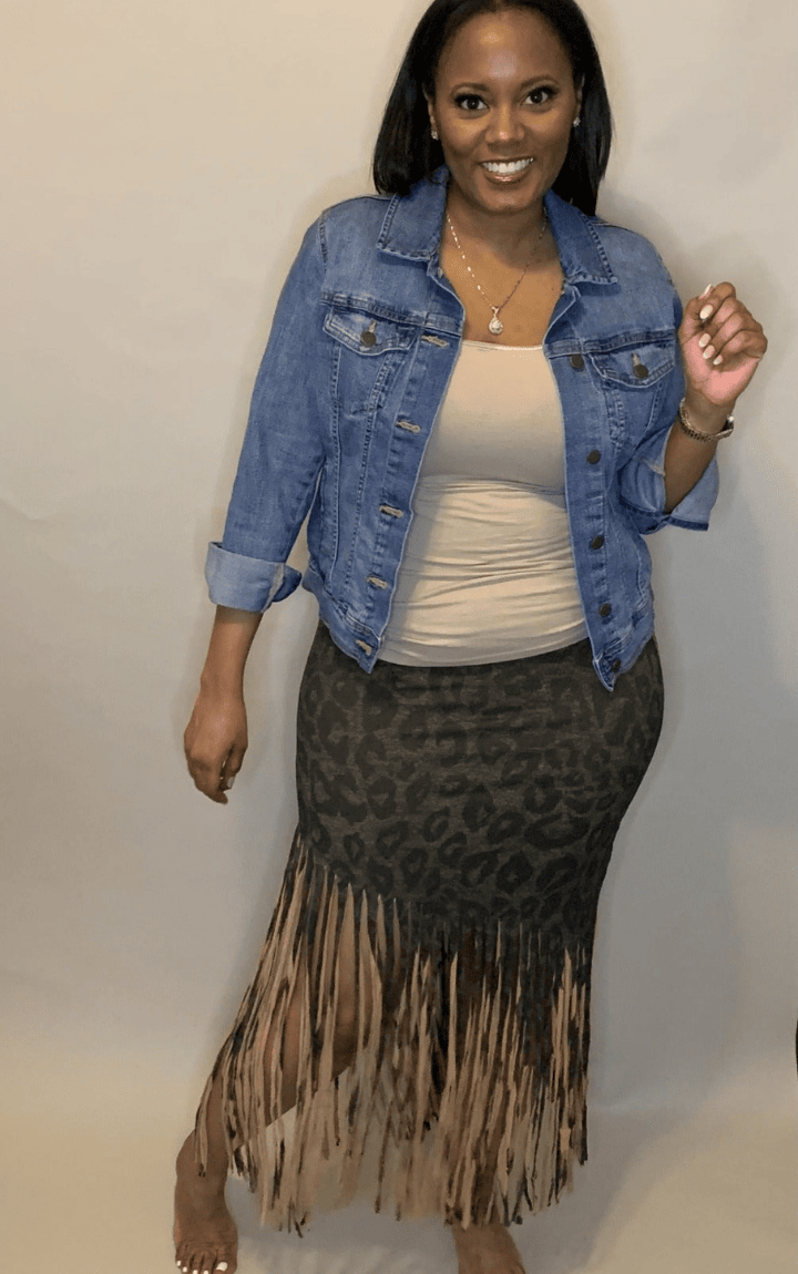 Fringe Benefit Animal Print Skirt