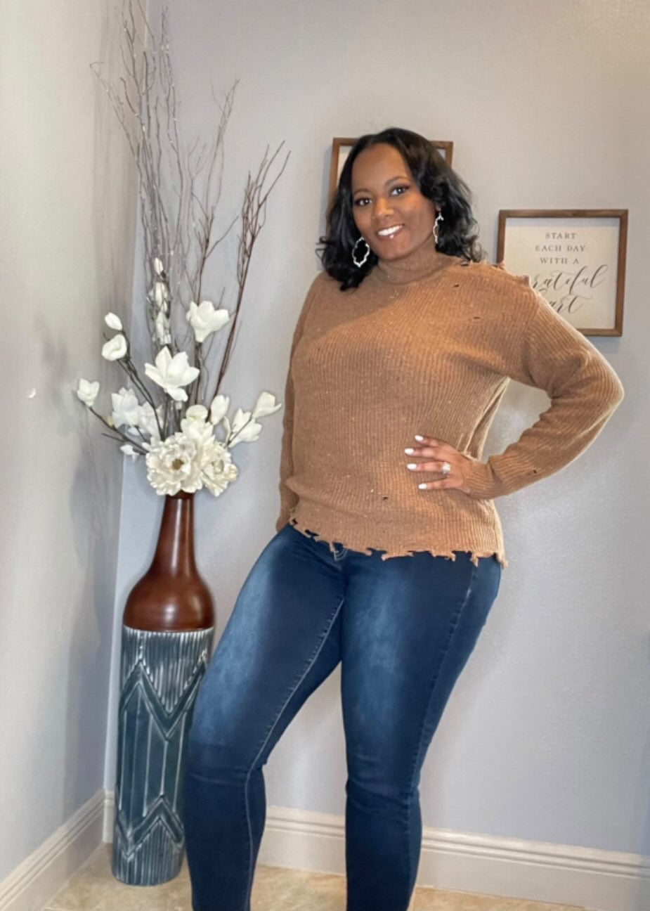 Caramel Shoulder Kiss Sweater