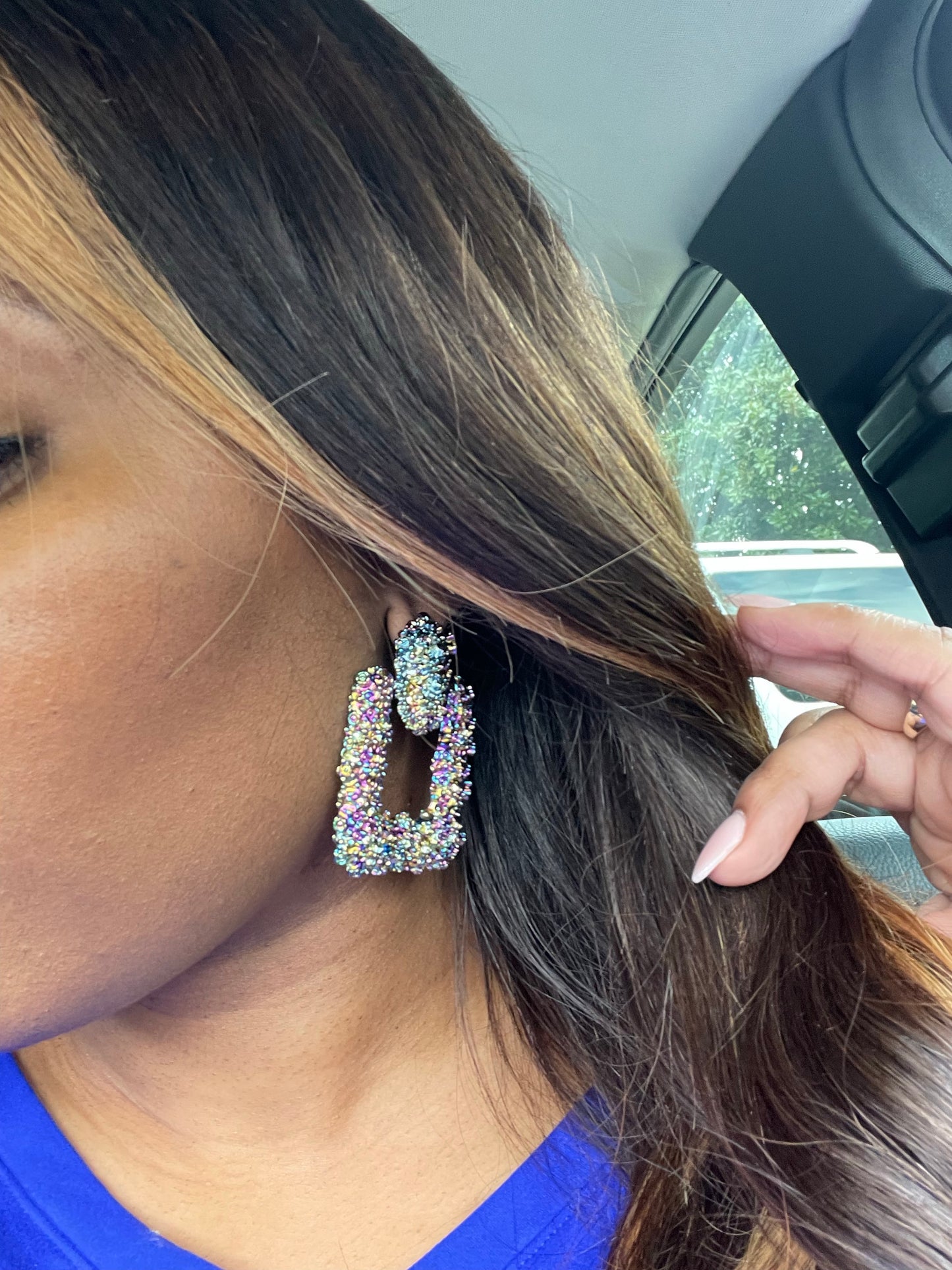 Boxy Earrings Iridescent Earrings
