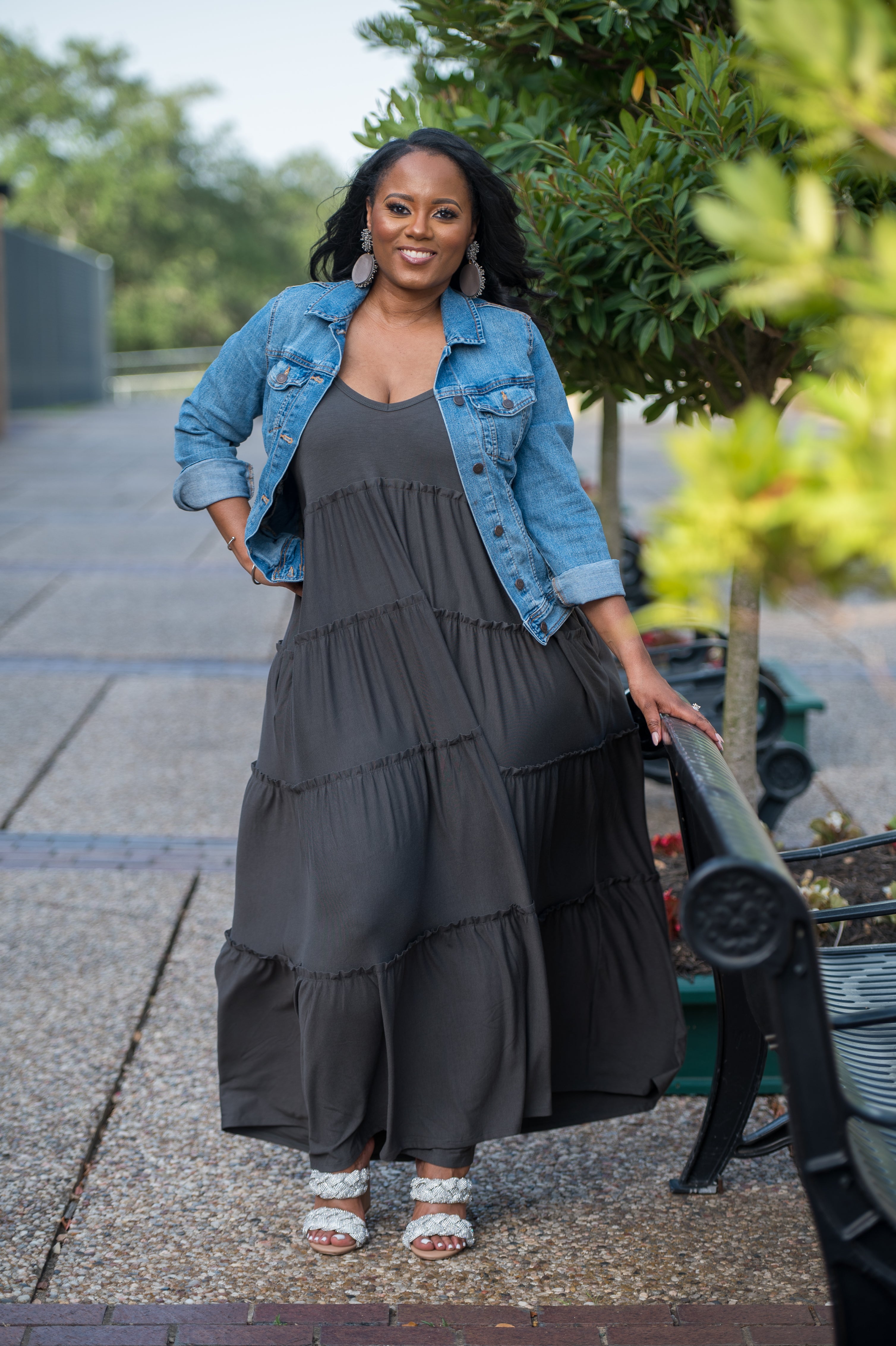 Dark grey sales maxi dress